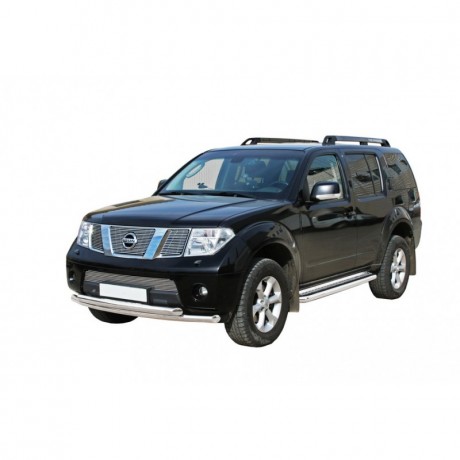 Защита переднего бампера «Труба двойная» (d63,5) для Nissan Pathfinder (2010-2014)(Окрашенное) купить недорого с доставкой в Копейск