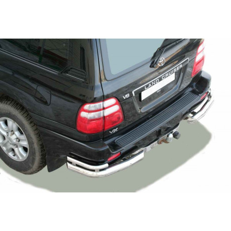 Защита заднего бампера «Уголки двойные» (d76) для Toyota Land Cruiser 100 (1998-2007)(Нерж. Сталь) купить недорого с доставкой в Копейск