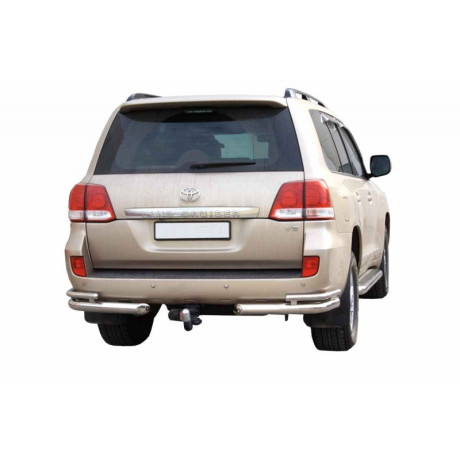 Защита заднего бампера «Уголки двойные» (d76) дя Toyota Land Cruiser 200 (2007-н.в.)(Нерж. Сталь) купить недорого с доставкой в Копейск