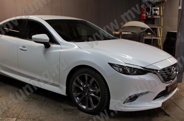 Клыки (накладки) переднего бампера "SkyActivSport" var №3 для Mazda 6 (2015-н.в.) купить недорого с доставкой в Копейск