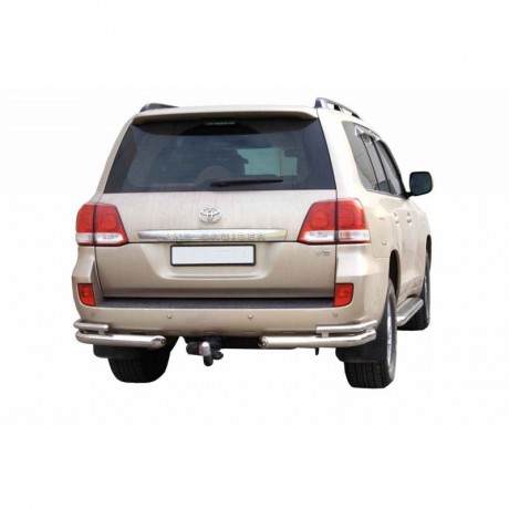 Защита заднего бампера «Уголки двойные» (d76) дя Toyota Land Cruiser 200 (2007-н.в.)(Окрашенное) купить недорого с доставкой в Копейск
