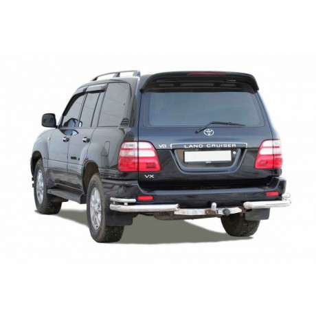 Защита заднего бампера «Уголки двойные» (d76) для Toyota Land Cruiser 100 (1998-2007)(Окрашенное) купить недорого с доставкой в Копейск