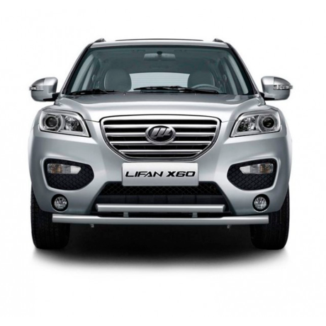 Защита переднего бампера двойная d63/51мм (НПС) Lifan X60 (2012-2016 г.в.) купить недорого с доставкой в Копейск