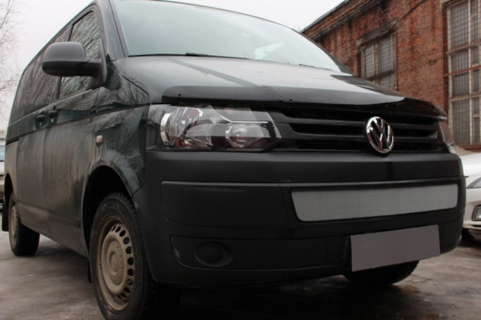 Защита радиатора "Standart" Volkswagen T5 Transporter, Multivan,Caravelle рестайлинг (2009-2015) хром купить недорого с доставкой в Копейск