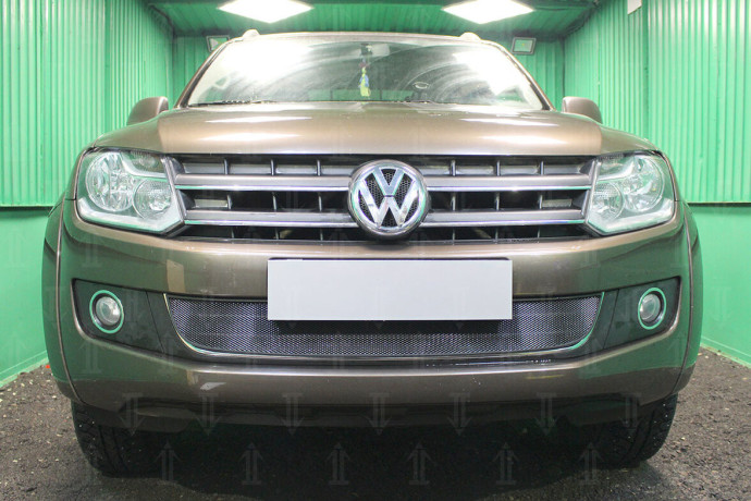 Защита радиатора "Standart" Volkswagen Amarok (2010-2016) 3 ребра жесткости, чёрная купить недорого с доставкой в Копейск