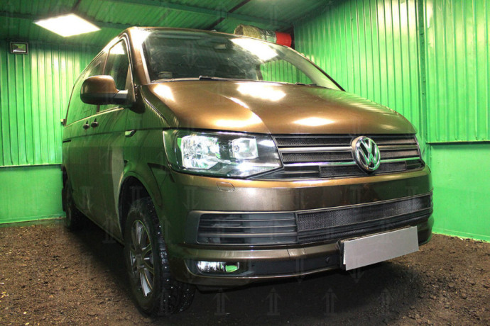 Защита радиатора "Standart" Volkswagen T6 Transporter, Multivan,Caravelle (2015-2020) низ, чёрная купить недорого с доставкой в Копейск