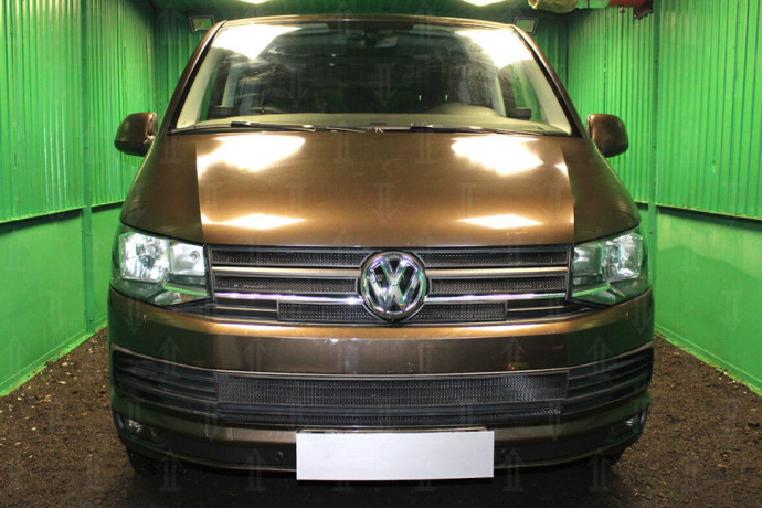 Защита радиатора "Standart" Volkswagen T6 Transporter, Multivan,Caravelle (2015-2020) низ, чёрная купить недорого с доставкой в Копейск