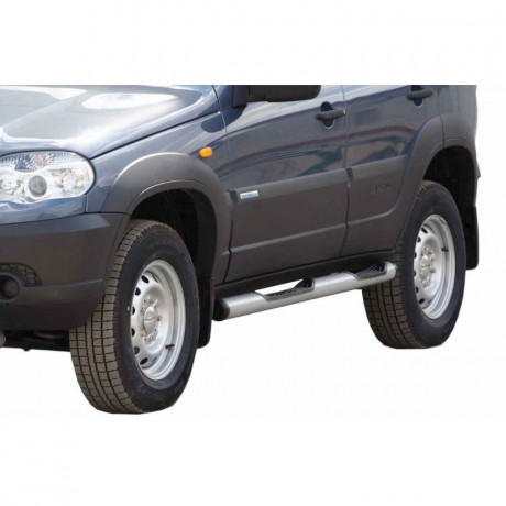 Защита порогов «Труба с проступью» металлическая заглушка B@3 2123 "Chevrolet Niv@" RS купить недорого с доставкой в Копейск