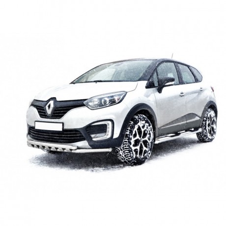 Защита порогов «Труба с проступью» (d76) для Renault Kaptur (2016-н.в.)(Окрашенное) купить недорого с доставкой в Копейск