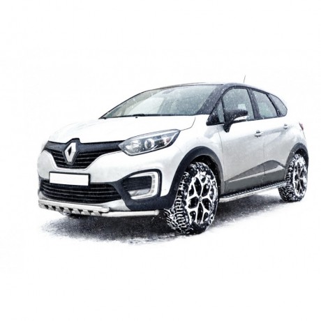Защита порогов с алюминиевым листом (d51) для Renault Kaptur (2016-н.в.)(Окрашенное) купить недорого с доставкой в Копейск