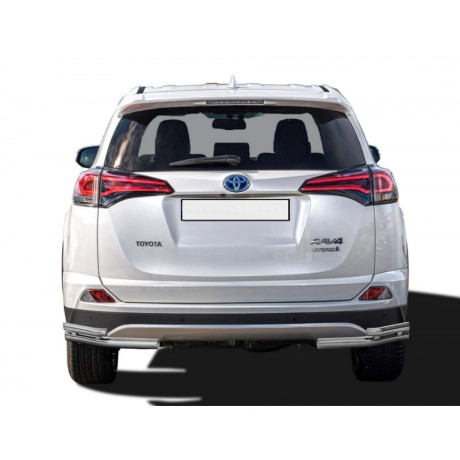 Защита заднего бампера «Уголки двойные» (d51/40) для Toyota RAV4 рестайлинг, (2015-н.в.)(Нерж. Сталь) купить недорого с доставкой в Копейск