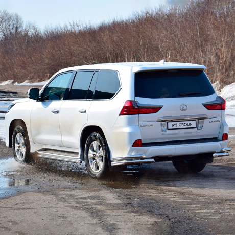 Защита заднего бампера двойная угловая d63/51мм (НПС) LEXUS 450D (2015-н.в.) купить недорого с доставкой в Копейск