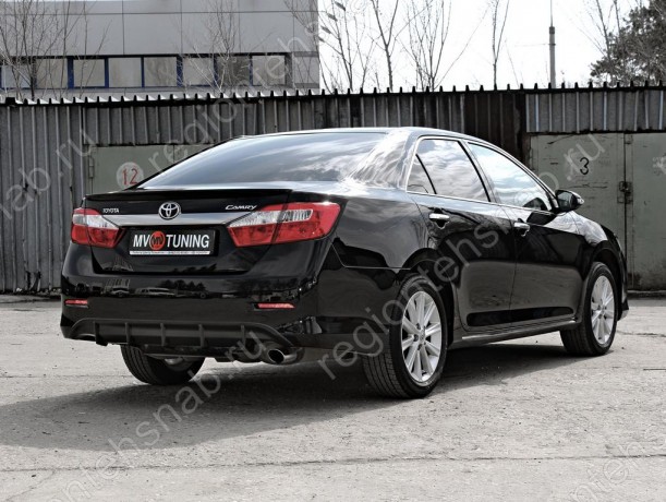 Диффузор заднего бампера var №2 (текстурный пластик) для Toyota Camry XV50 (2012-2014) купить недорого с доставкой в Копейск