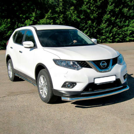 Защита переднего бампера одинарная d63мм (НПС) Nissan X-Trail (2015-н.в.) купить недорого с доставкой в Копейск