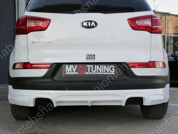 Накладка (юбка) заднего бампера "JSW Style" для KIA Sportage (3rd) (2010-2016) купить недорого с доставкой в Копейск