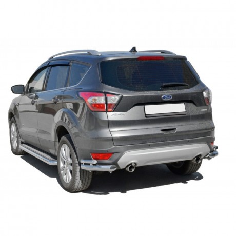 Защита заднего бампера «Уголки двойные» (d63,5) для Ford Kuga (2016-н.в.)(Окрашенное) купить недорого с доставкой в Копейск
