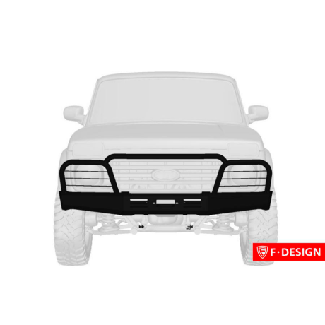 силовой передний бампер f-design с площадкой под лебедку с защитными дугами для L@DA 4x4 (не окрашенный) купить недорого с доставкой в Копейск