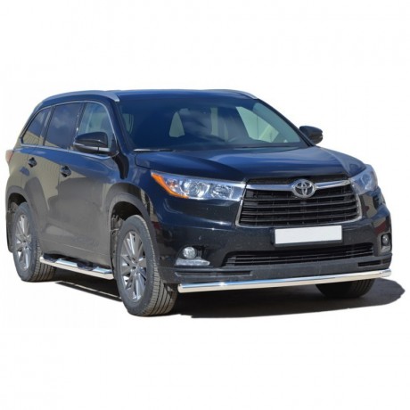 Защита порогов «Труба с проступью» (d76) для Toyota Highlander (2014-2015)(Окрашенное) купить недорого с доставкой в Копейск